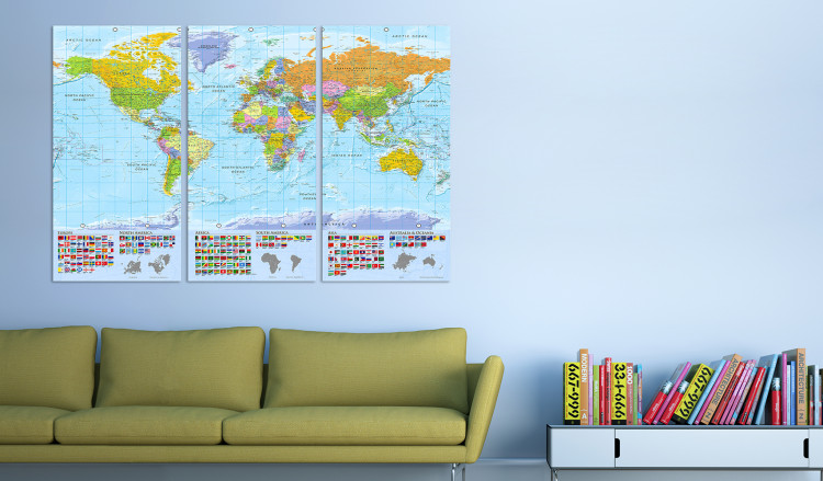Placar decorativo World: Colourful Map II [Cork Map] 98057 additionalImage 3
