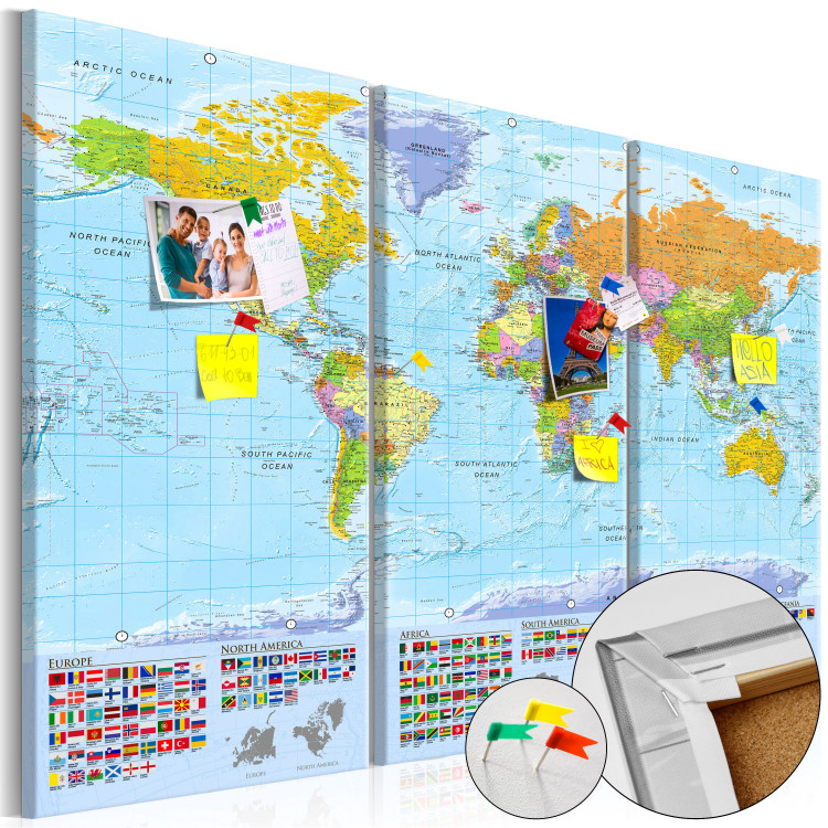 Placar decorativo World: Colourful Map II [Cork Map] 98057