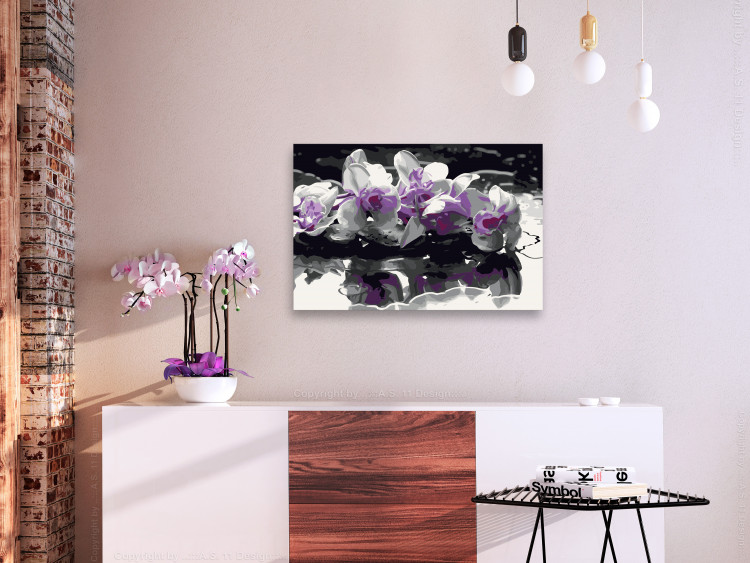 Desenho para pintar com números Purple Orchid (Black Background & Reflection In The Water) 107508 additionalImage 2