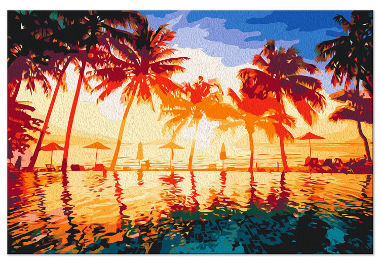 Desenho para pintar com números Pool in the Sun - Palm Trees, Bright Sky and Turquoise Water 144518 additionalImage 3