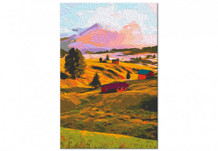 Desenho para pintar com números Autumn Village - Landscape of a Sunny Valley against a Pink Sky 146538 additionalImage 3