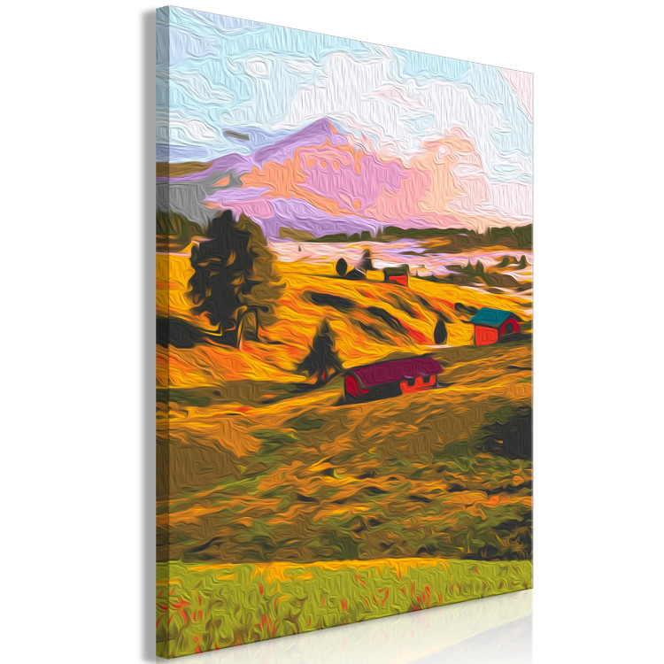 Desenho para pintar com números Autumn Village - Landscape of a Sunny Valley against a Pink Sky 146538 additionalImage 7