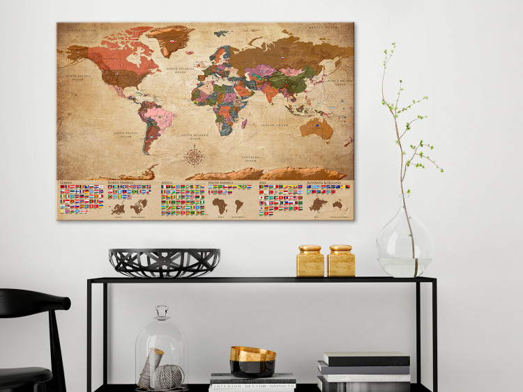 Placar decorativo World Map: Retro Mood [Cork Map] 98058 additionalImage 5