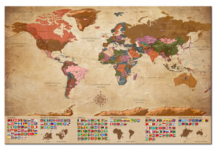Placar decorativo World Map: Retro Mood [Cork Map] 98058 additionalImage 2