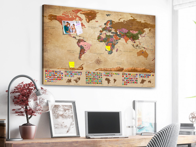 Placar decorativo World Map: Retro Mood [Cork Map] 98058 additionalImage 4