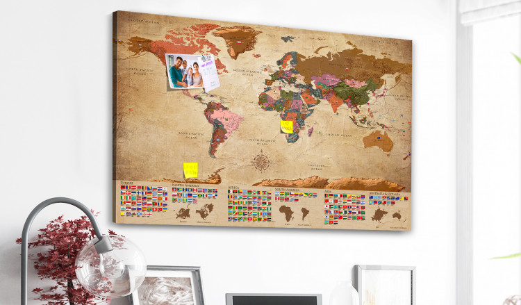Placar decorativo World Map: Retro Mood [Cork Map] 98058 additionalImage 3