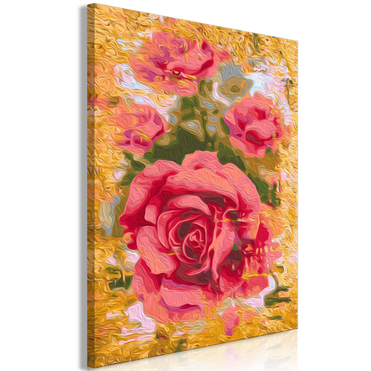 Desenho para pintar com números Coral Rose - Red-Pink Flower on the Golden Background 146188 additionalImage 5