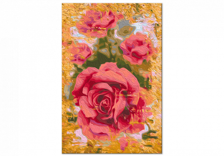 Desenho para pintar com números Coral Rose - Red-Pink Flower on the Golden Background 146188 additionalImage 7