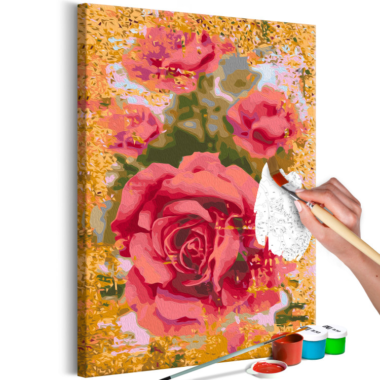 Desenho para pintar com números Coral Rose - Red-Pink Flower on the Golden Background 146188 additionalImage 4