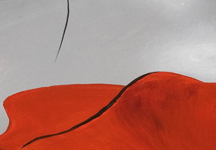 Pintura em tela Excepcionalidade (5 peças) - Motivo floral cinza com papoula vermelha 46898 additionalImage 4