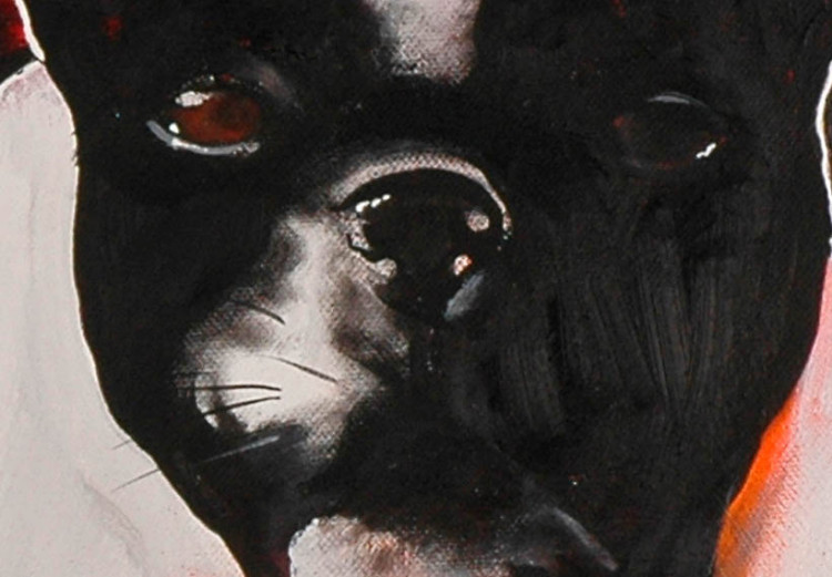 Quadro Bulldog escuro - retrato abstracto de um cão sobre um fundo vermelho 49498 additionalImage 2