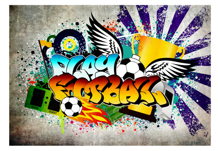 Mural Graffiti Esportivo Colorido - expressão sobre futebol para adolescentes 61149 additionalImage 1