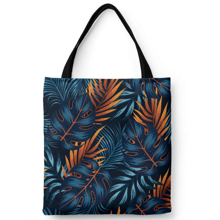 Saco Mysterious bushes - blue and orange leaf motif 147469