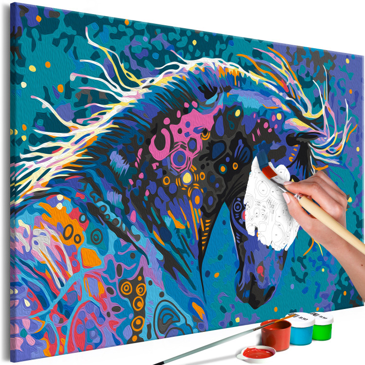 Desenho para pintar com números Starry Horse - Colorful Animal with Abstract Fur 144079 additionalImage 3