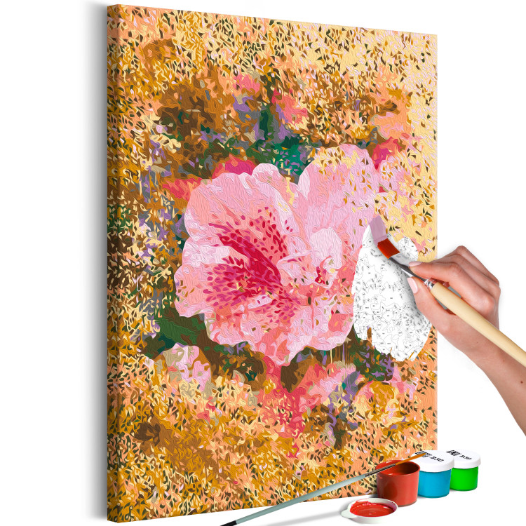 Desenho para pintar com números Pink Rose - Blooming Big Flower on the Golden Rubbed Background 146189 additionalImage 7