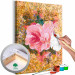 Desenho para pintar com números Pink Rose - Blooming Big Flower on the Golden Rubbed Background 146189