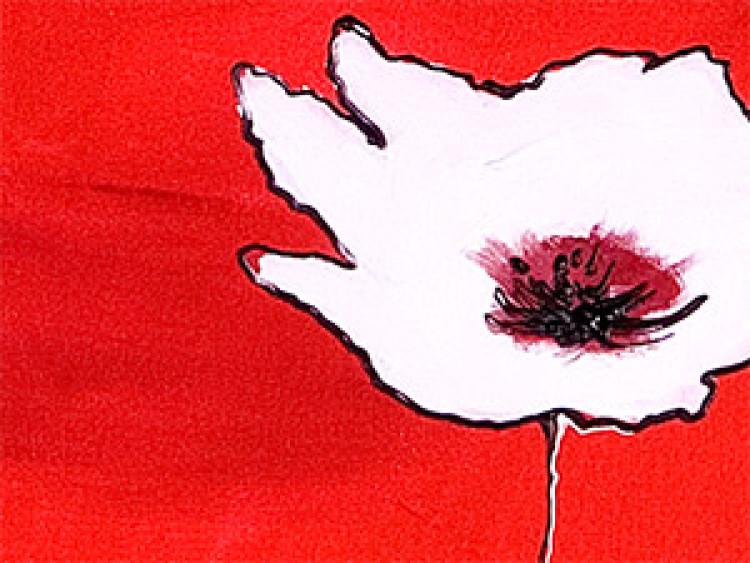 Quadro em tela Papoilas em vasos (1 peça) - Buquês de flores em fundo vermelho vivo 46599 additionalImage 2